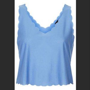 Topshop Scalloped Hem Crop Tank Top - Blue - 6